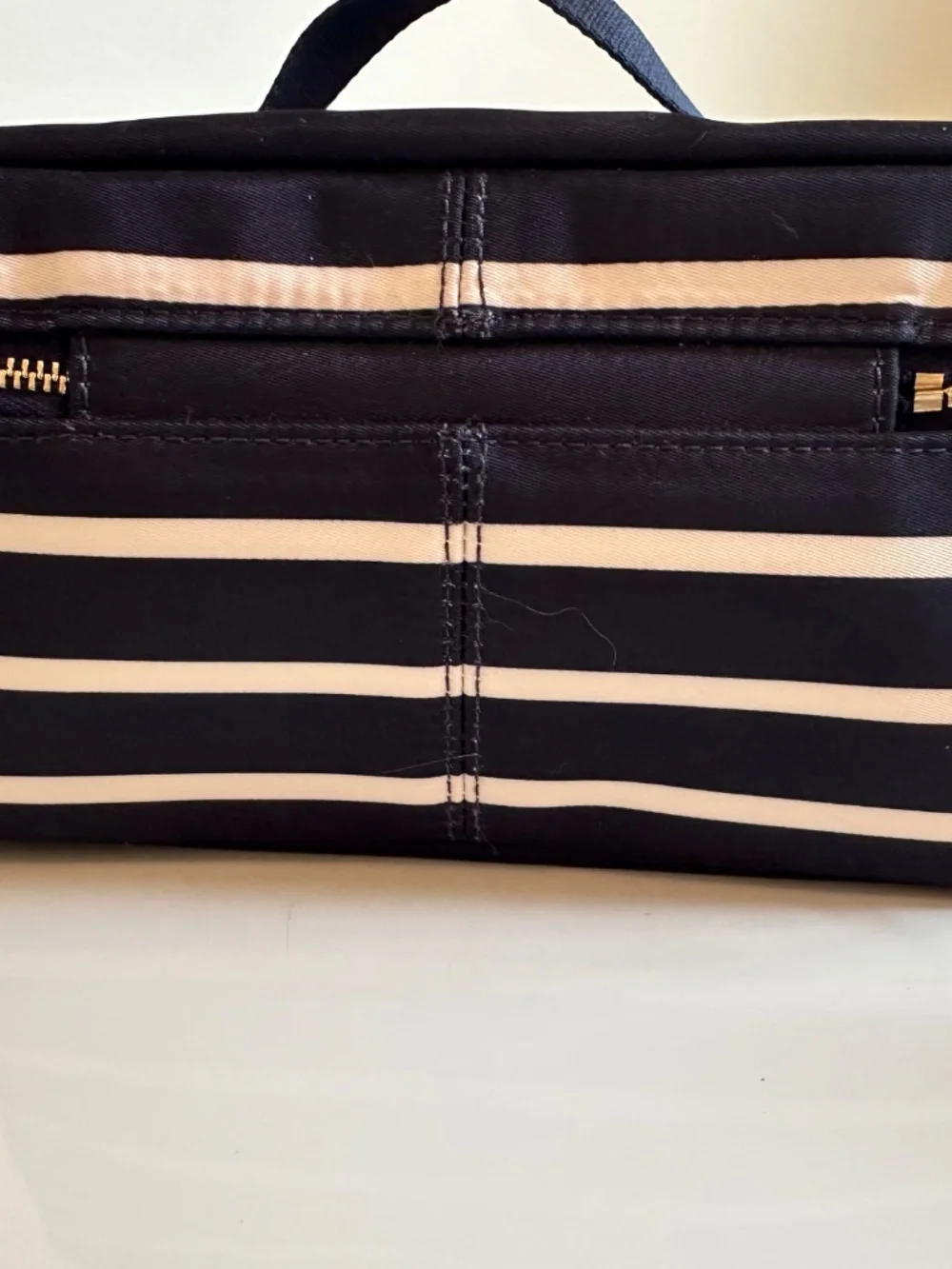 Kate Spade New York Blue White Stripe Makeup Bag | Structured Cosmetic Case